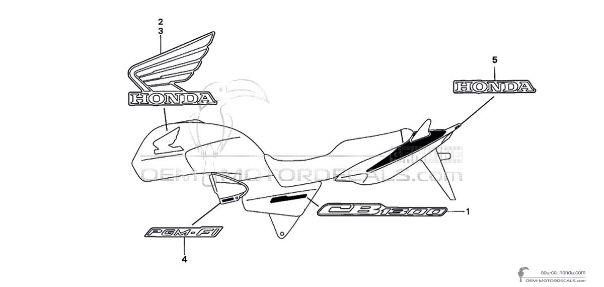 Decals for Honda CB1300 2003 - Black • Honda OEM Decals Decals for Honda CB1300 2003 - Black • Honda OEM Decals