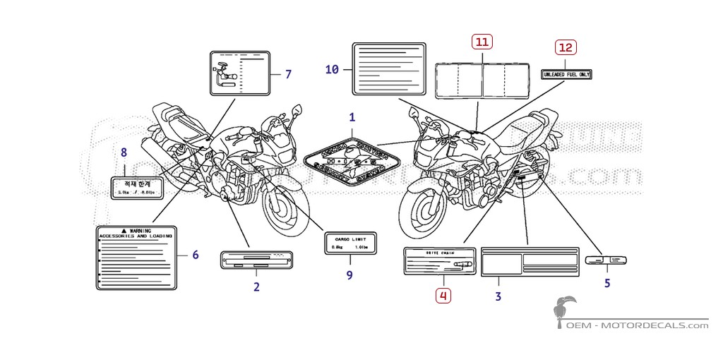 Adesivi per Etichette di avvertenza • Honda Adesivi OEM Adesivi per Etichette di avvertenza • Honda Adesivi OEM