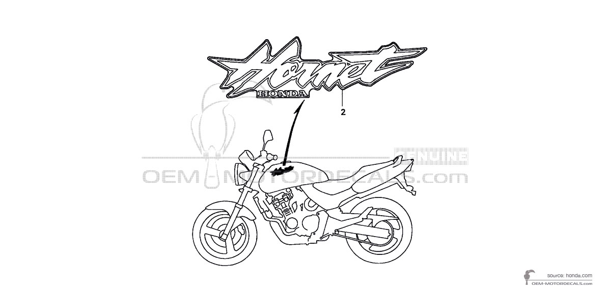 Decals for Honda CB600F HORNET 1999 - Yellow • Honda OEM Decals