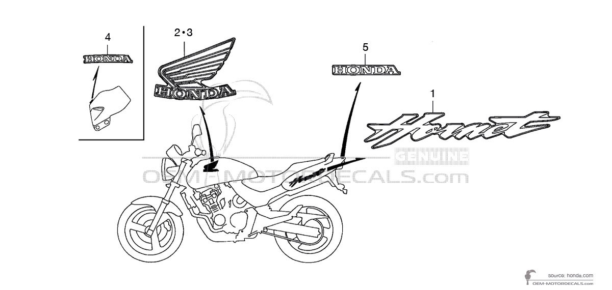 Decals for Honda CB600F HORNET 2006 - Gray • Honda OEM Decals