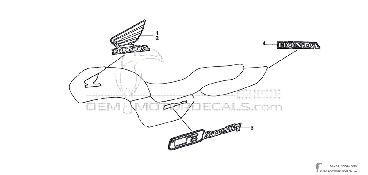 Aufkleber für Honda CB750 SEVENFIFTY 1995 - Schwarz • Honda OEM-Aufkleber