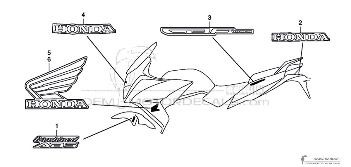 Stickers voor Honda CBF1000F 2012 - Wit • Honda OEM Stickers