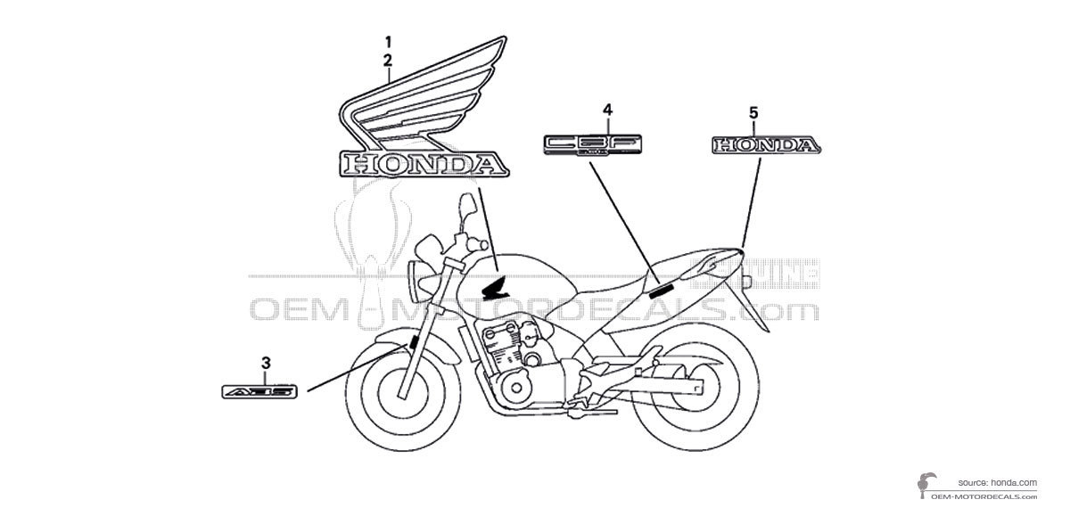 Autocollants pour Honda CBF500 2006 - Noir • Honda Autocollants OEM