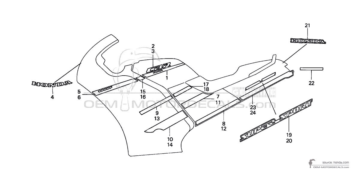 Naklejki do Honda CBR1000F 1990 - Biały • Honda Naklejki OEM