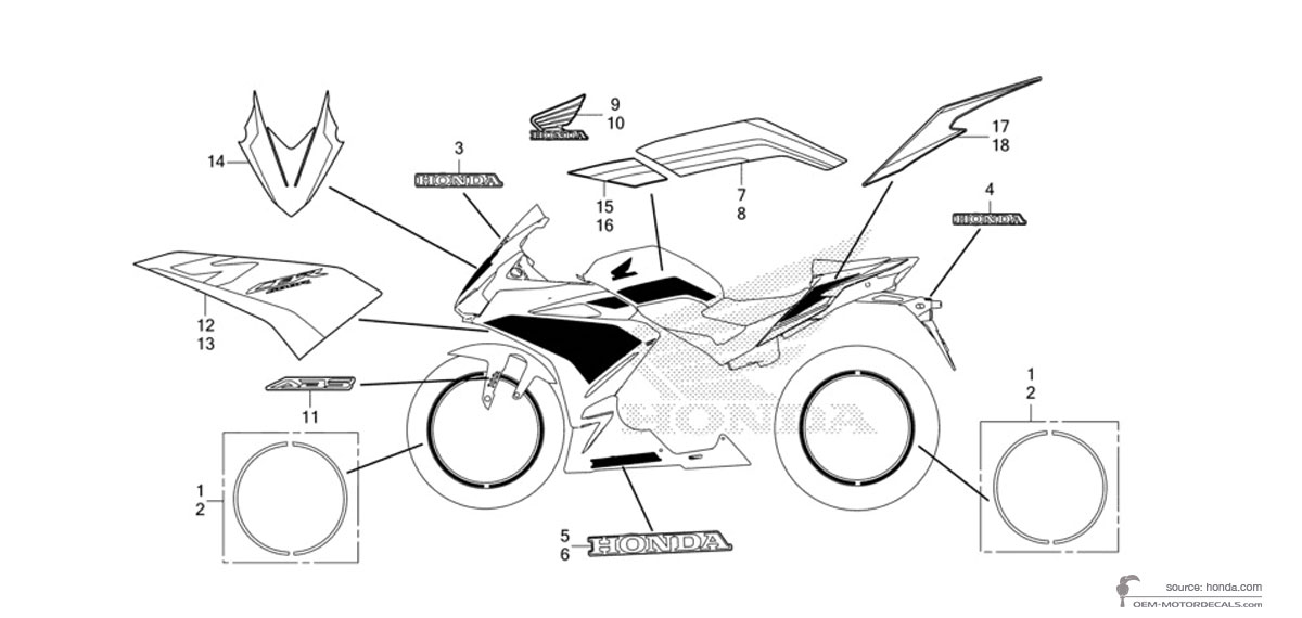 Naklejki do CBR500R 2022 - Czerwony • Honda Naklejki OEM