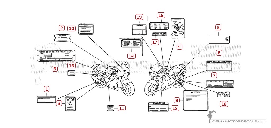 Pegatinas para Etiquetas de precaución • Honda Pegatinas OEM