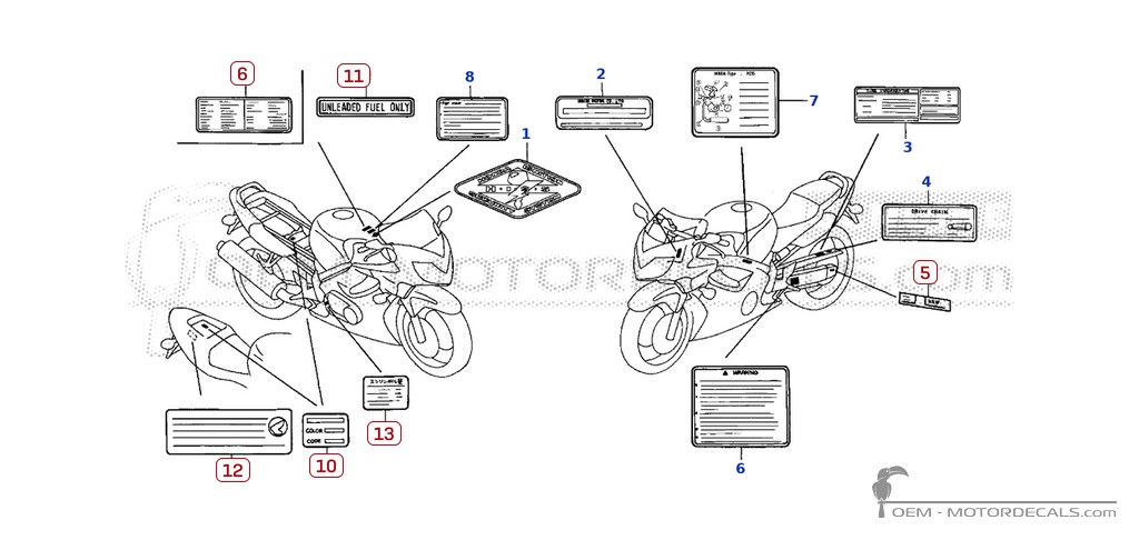 Decals for Caution labels • Honda OEM Decals