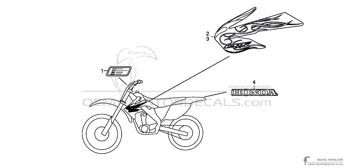 Adesivi per Honda CRF250R 2009 - Nero • Honda Adesivi OEM