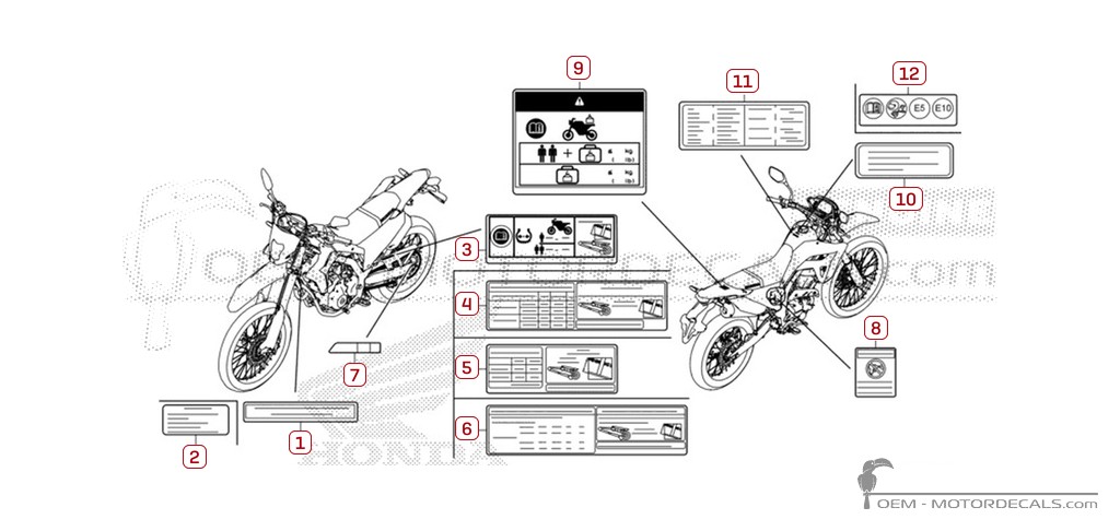 Pegatinas para Etiquetas de precaución • Honda Pegatinas OEM Pegatinas para Etiquetas de precaución • Honda Pegatinas OEM