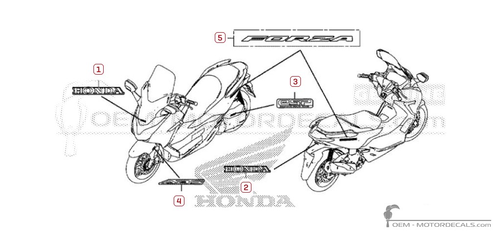 Aufkleber für Honda FORZA 125 2019 • Honda OEM-Aufkleber