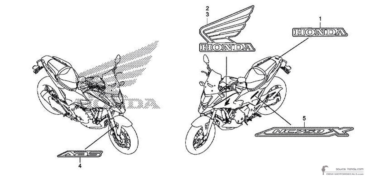 Pegatinas para Honda NC750X 2017 - Rojo • Honda Pegatinas OEM