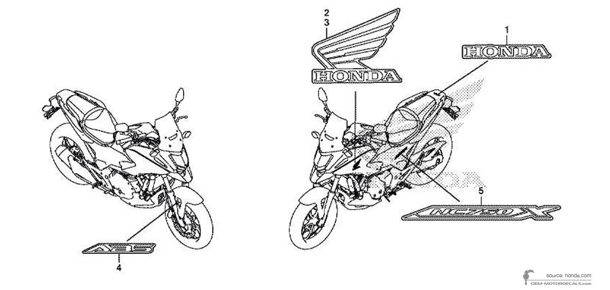 Decals for Honda NC750X 2020 - Red • Honda OEM Decals