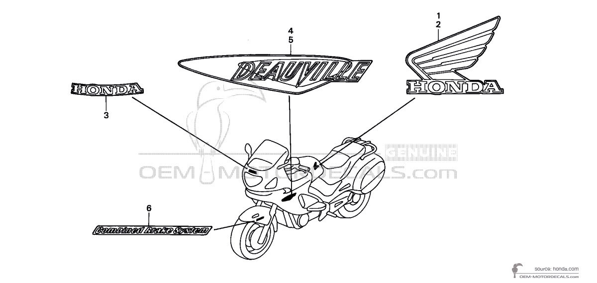 Adesivi per Honda NT650V DEAUVILLE 2002 - Argento • Honda Adesivi OEM
