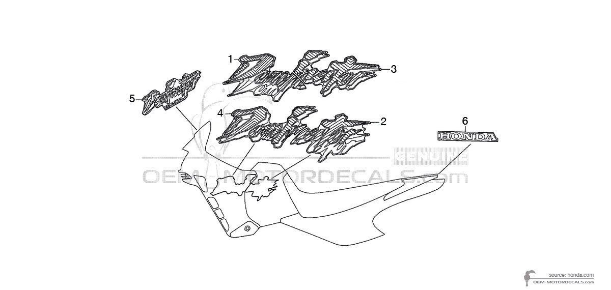 Decals for Honda NX650 DOMINATOR 1992 - White • Honda OEM Decals