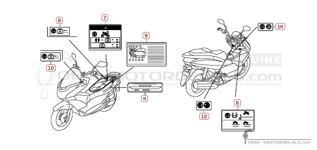 Aufkleber für Warnhinweise • Honda OEM-Aufkleber Aufkleber für Warnhinweise • Honda OEM-Aufkleber