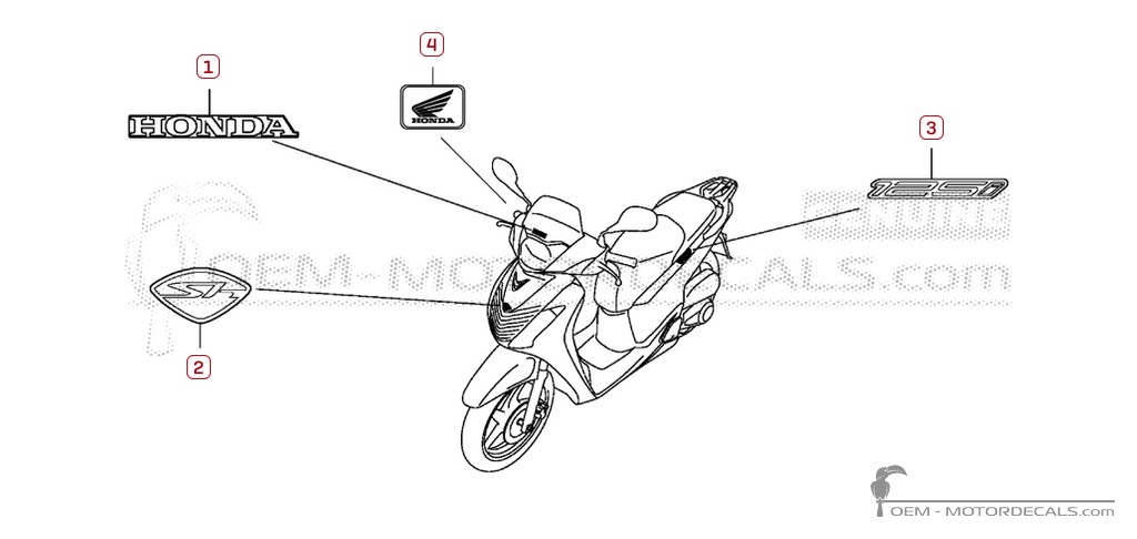 Aufkleber für Honda SH125i 2011 • Honda OEM-Aufkleber Aufkleber für Honda SH125i 2011 • Honda OEM-Aufkleber