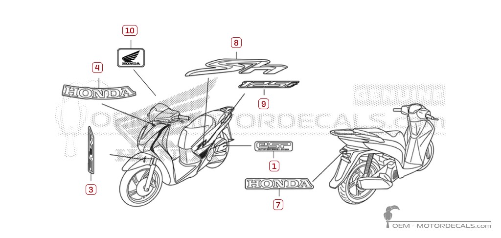 Pegatinas para Honda SH125i 2014 • Honda Pegatinas OEM