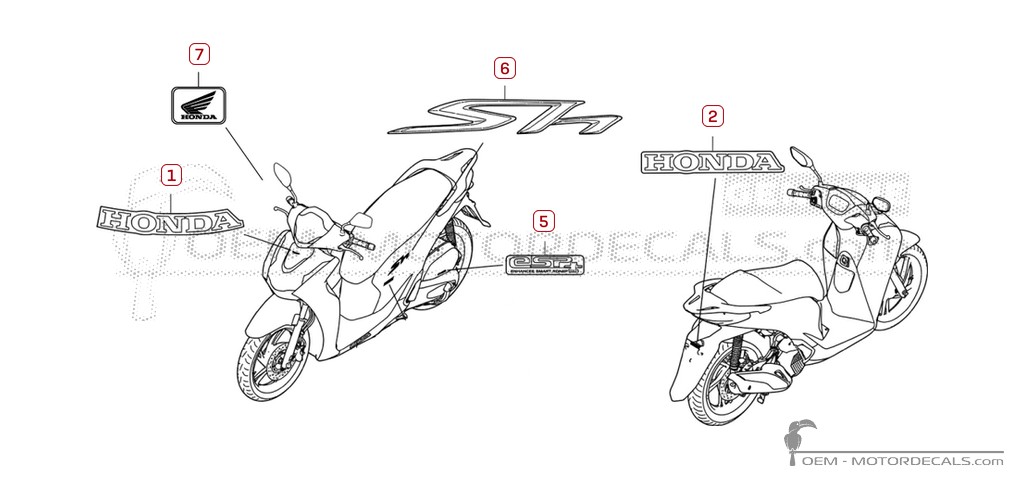 Aufkleber für Honda SH125i 2026 • Honda OEM-Aufkleber Aufkleber für Honda SH125i 2026 • Honda OEM-Aufkleber