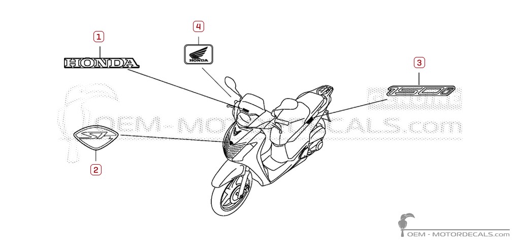 Adesivi per Honda SH150i 2010 • Honda Adesivi OEM