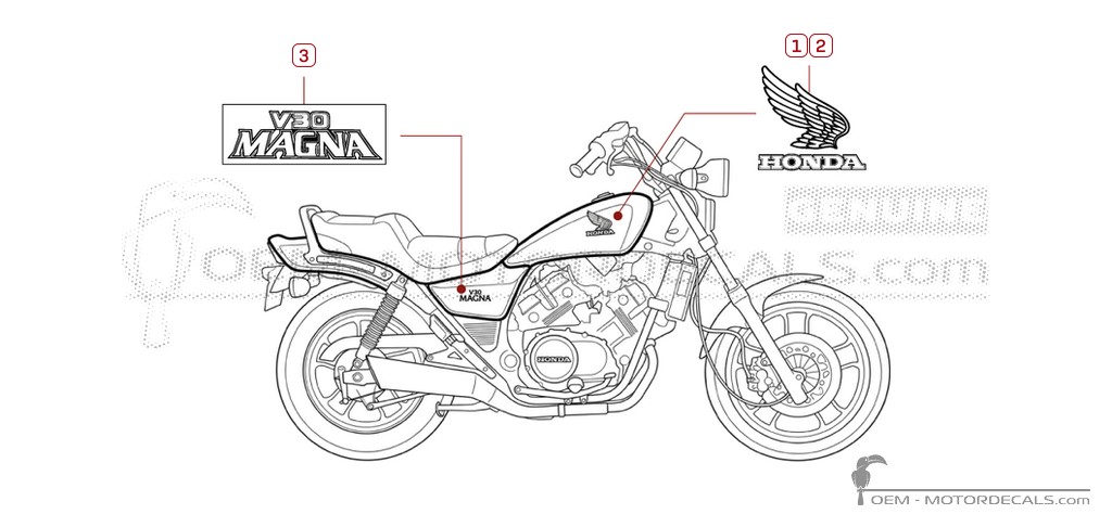 Decals for Honda VF500 C Magna 1984 • Honda OEM Decals