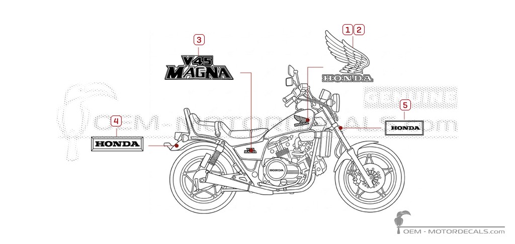 Decals for Honda VF750 C V45 Magna 1984 • Honda OEM Decals