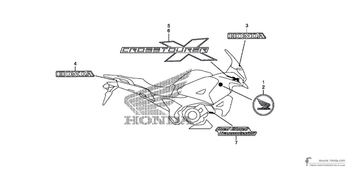 Decals for Honda VFR1200X CROSSTOURER 2012 - Black • Honda OEM Decals