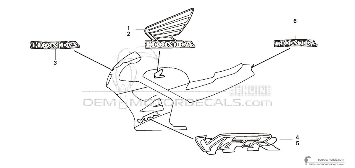 Adesivi per Honda VFR750 1996 - Blu • Honda Adesivi OEM Adesivi per Honda VFR750 1996 - Blu • Honda Adesivi OEM