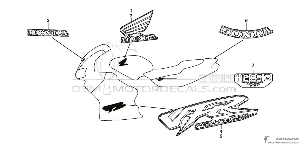 Pegatinas para Honda VFR800 2001 - Azul • Honda Pegatinas OEM