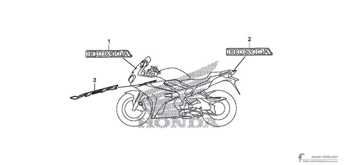 Autocollants pour Honda VFR800 2016 - Blanc • Honda Autocollants OEM