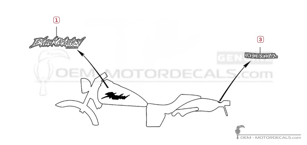 Decals for Honda VT750DC Black Widow 2001 • Honda OEM Decals