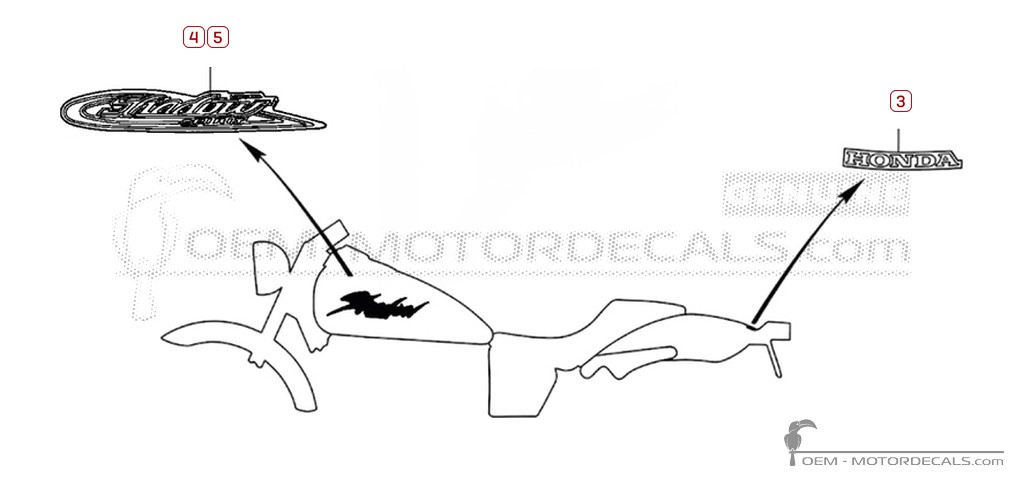 Aufkleber für Honda VT750DC Shadow Spirit 2002 • Honda OEM-Aufkleber