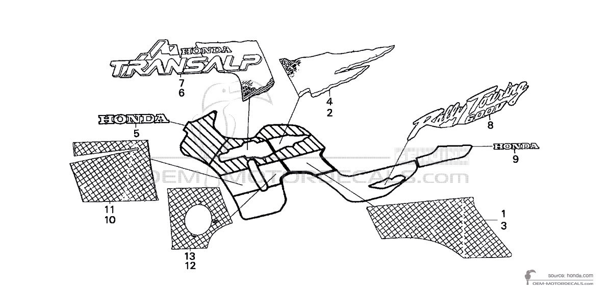 Aufkleber für Honda XL600V TRANSALP 1997 - Schwarz • Honda OEM-Aufkleber