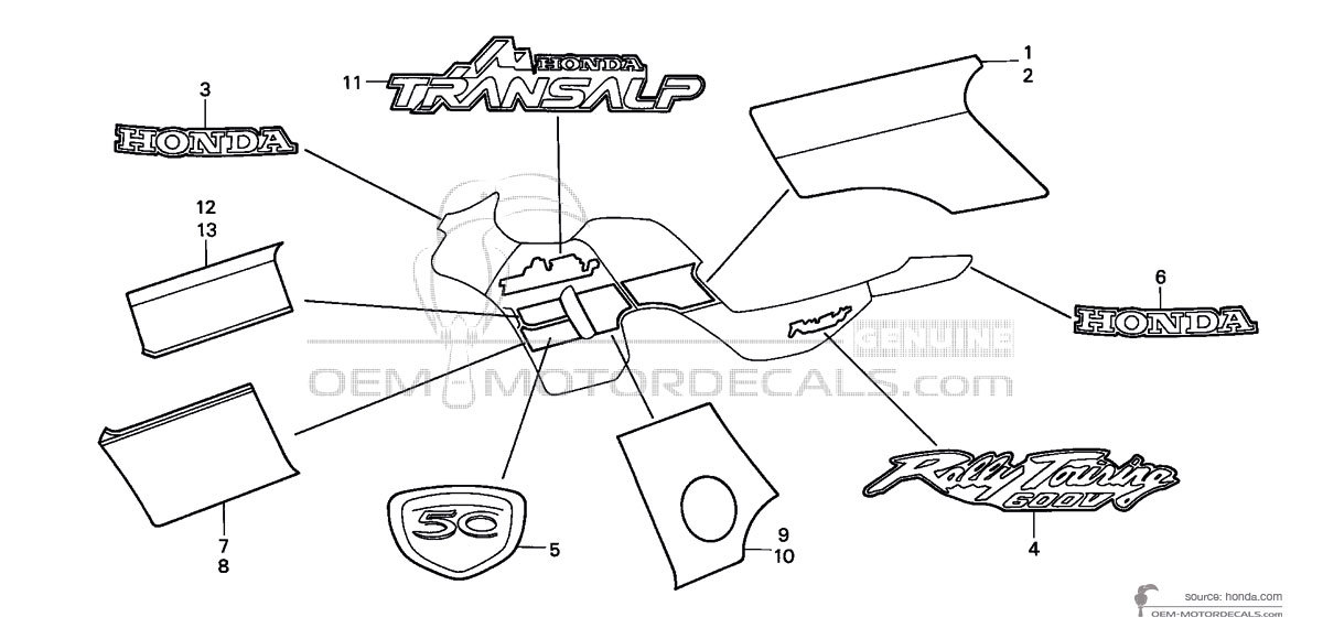Adesivi per Honda XL600V TRANSALP 50th Anniversary 1999 - Blu • Honda Adesivi OEM
