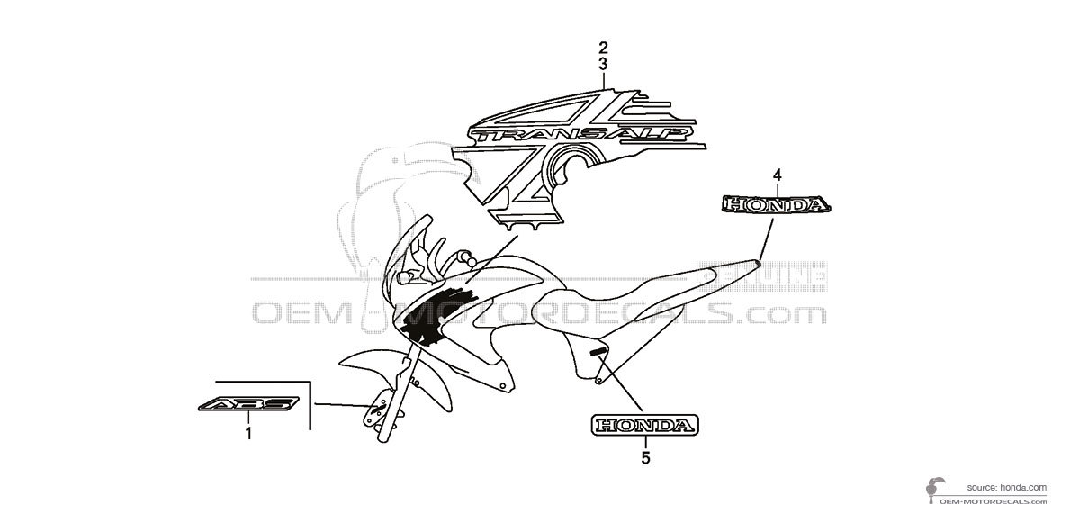 Adesivi per Honda XL700V TRANSALP 2010 - Nero • Honda Adesivi OEM
