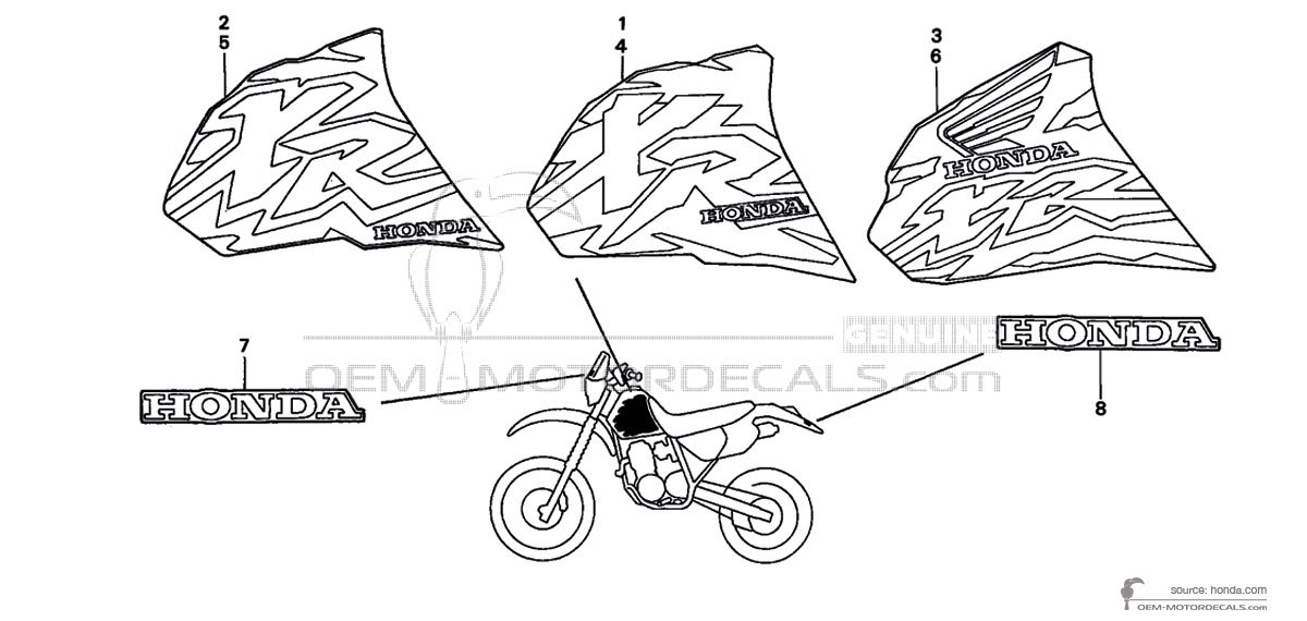 Aufkleber für Honda XR400R 1996 - Weiss • Honda OEM-Aufkleber Aufkleber für Honda XR400R 1996 - Weiss • Honda OEM-Aufkleber