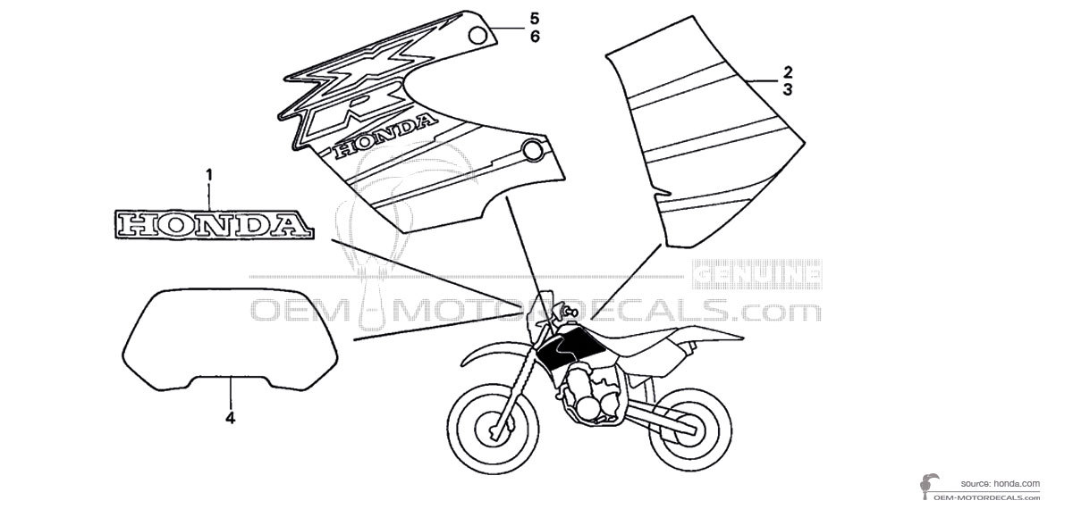Pegatinas para Honda XR650R  2000 - Rojo • Honda Pegatinas OEM