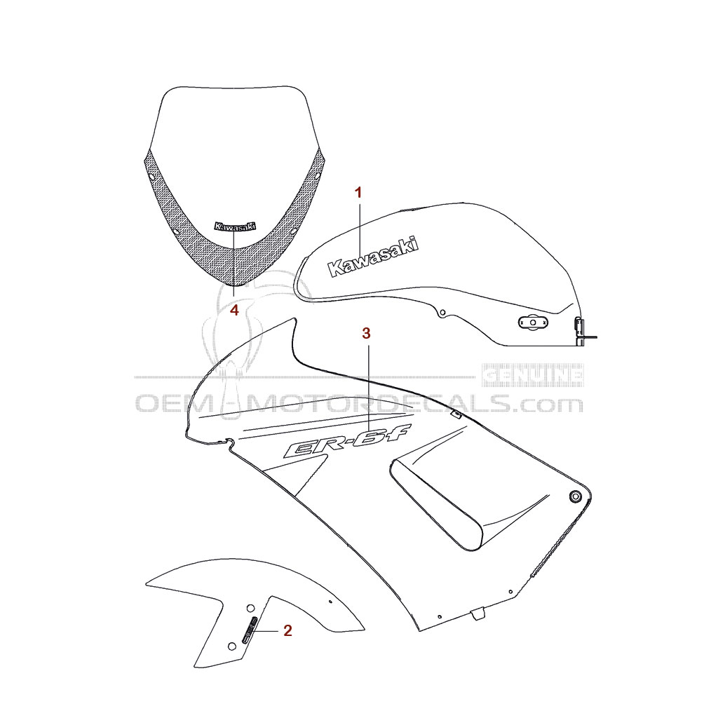 Decals for Kawasaki EX650 ER6F 2006 - Silver • Kawasaki OEM Decals