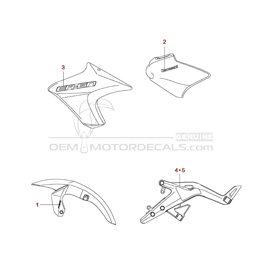 Naklejki do Kawasaki ER650 ER6N 2012 - Biały • Kawasaki Naklejki OEM