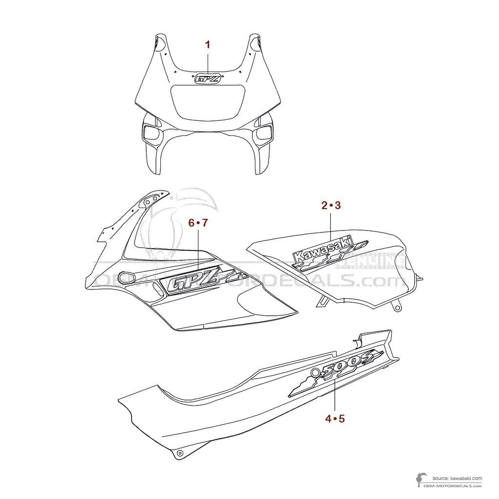 Pegatinas para Kawasaki GPZ500S 1994 - Verde • Kawasaki Pegatinas OEM