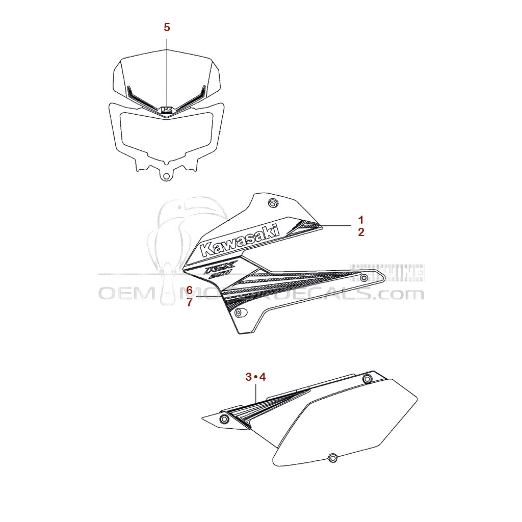 Aufkleber für Kawasaki KLX250 2014 - Grün • Kawasaki OEM-Aufkleber