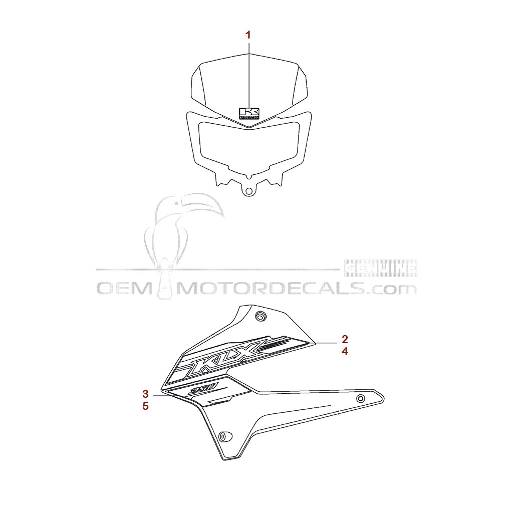 Adesivi per Kawasaki KLX250 2015 - Verde • Kawasaki Adesivi OEM