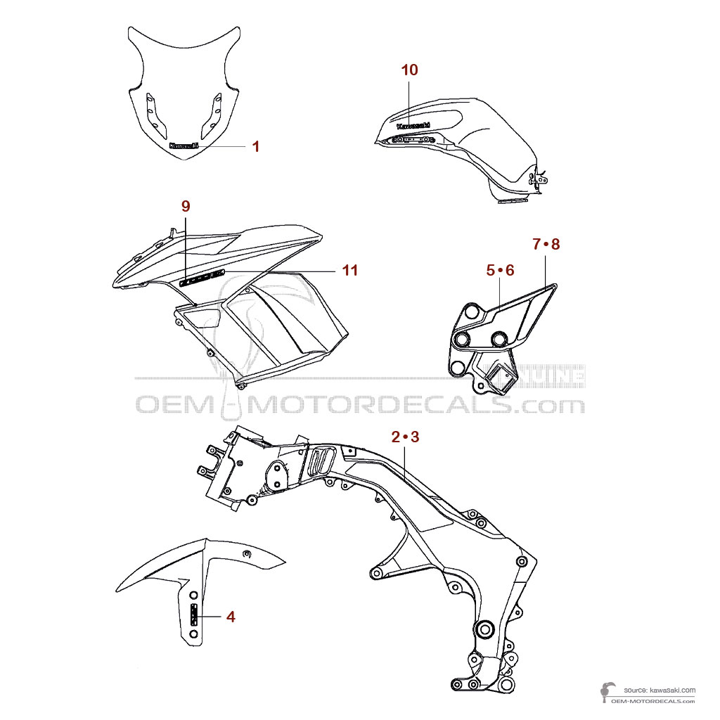 Naklejki do Kawasaki Z1000SX 2015 - Zielony • Kawasaki Naklejki OEM