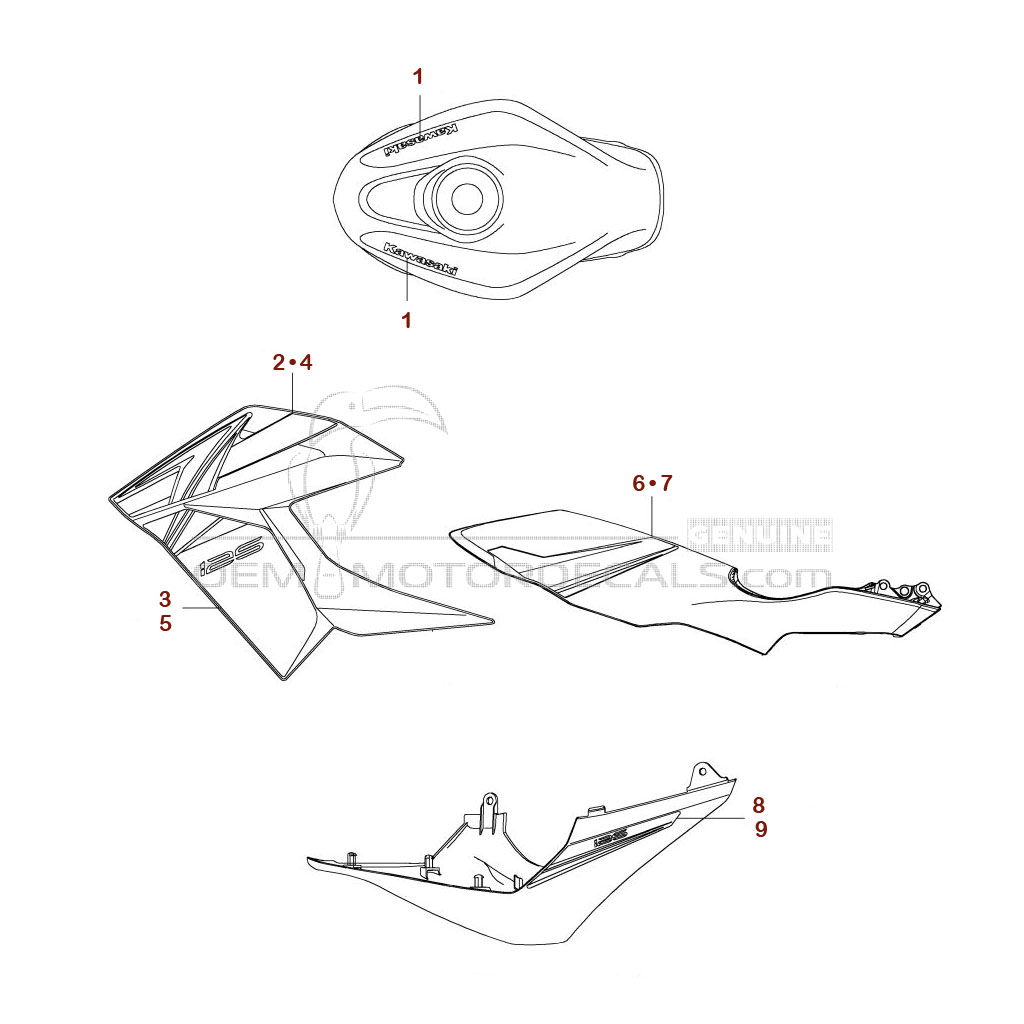 Adesivi per Kawasaki Z125 2022 - Verde Nero • Kawasaki Adesivi OEM