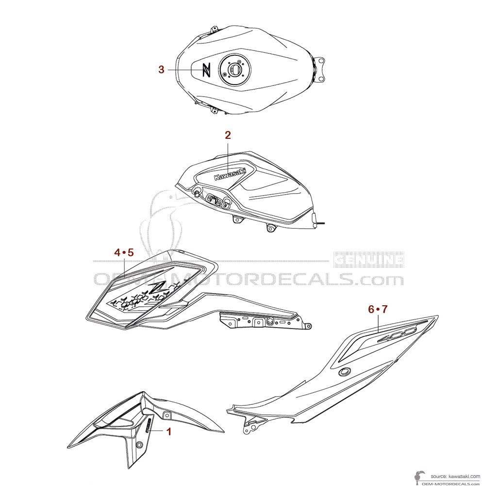 Decals for Kawasaki Z400 2021 - Green Black • Kawasaki OEM Decals