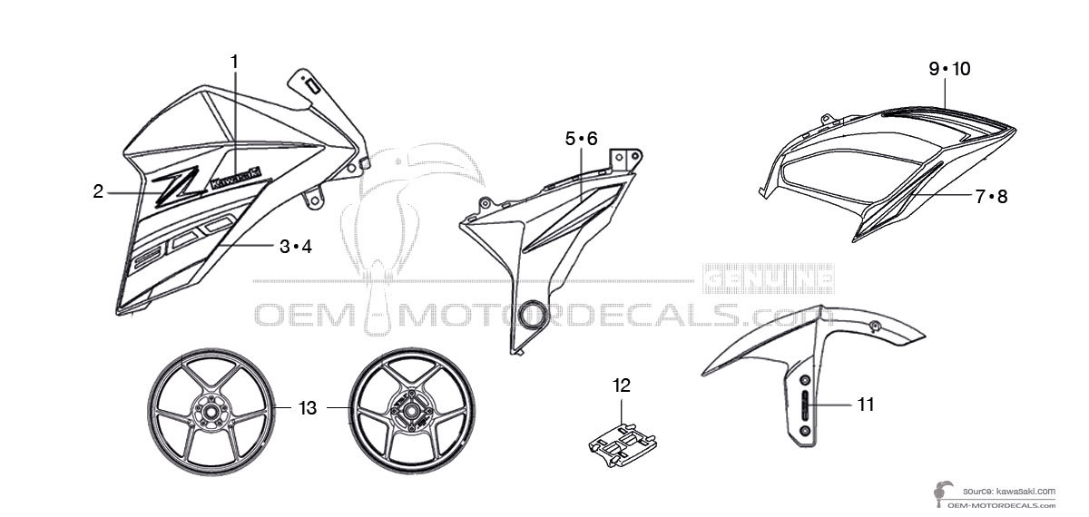 Aufkleber für Kawasaki Z800 2016 - Schwarz • Kawasaki OEM-Aufkleber Aufkleber für Kawasaki Z800 2016 - Schwarz • Kawasaki OEM-Aufkleber