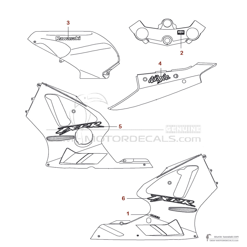 Naklejki do Kawasaki ZX12R 2002 - Czarny • Kawasaki Naklejki OEM