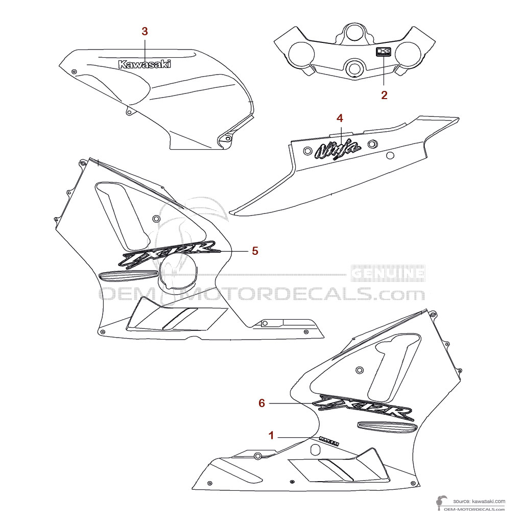 OEM Decals Kawasaki ZX12R 2002 - Blue • Original Stickers