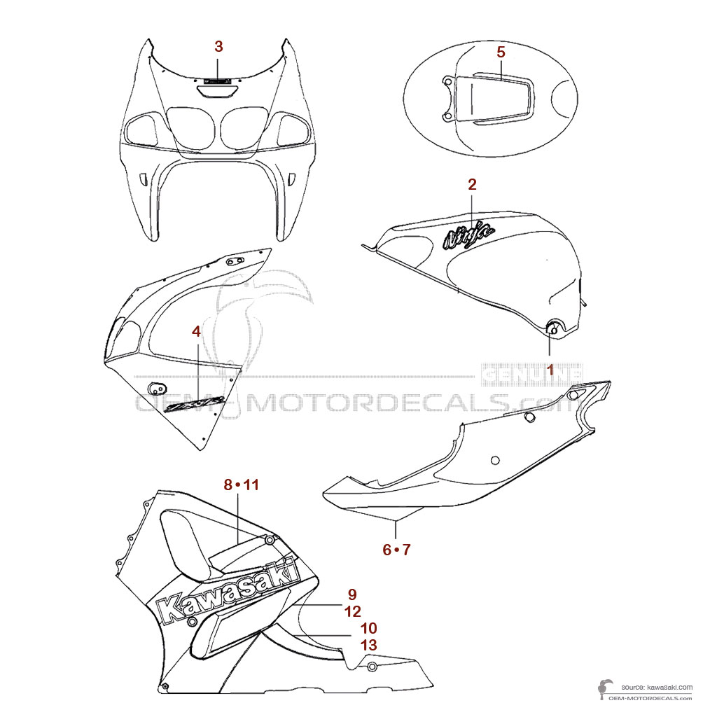 Stickers voor Kawasaki ZX7R 2000 - Groen • Kawasaki OEM Stickers Stickers voor Kawasaki ZX7R 2000 - Groen • Kawasaki OEM Stickers