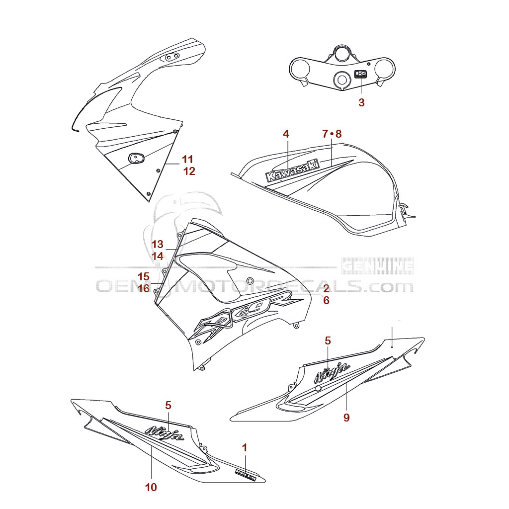 Aufkleber für Kawasaki ZX9R 2003 - Grün • Kawasaki OEM-Aufkleber Aufkleber für Kawasaki ZX9R 2003 - Grün • Kawasaki OEM-Aufkleber