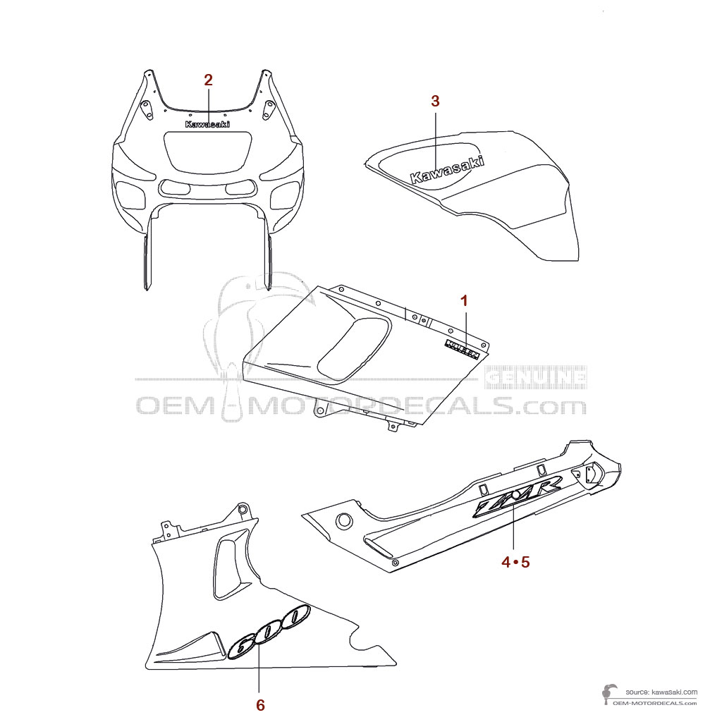 Adesivi per Kawasaki ZZR600 2003 - Blu • Kawasaki Adesivi OEM Adesivi per Kawasaki ZZR600 2003 - Blu • Kawasaki Adesivi OEM